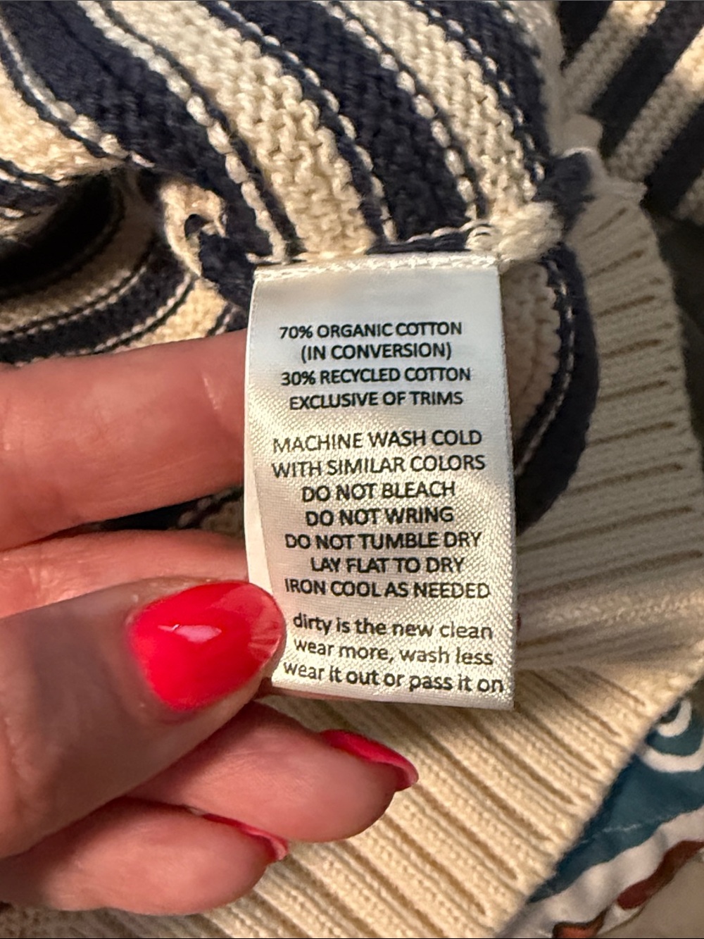 Toad&Co Navy and Cream Striped Button Cardigan Large - Picture 3 of 3